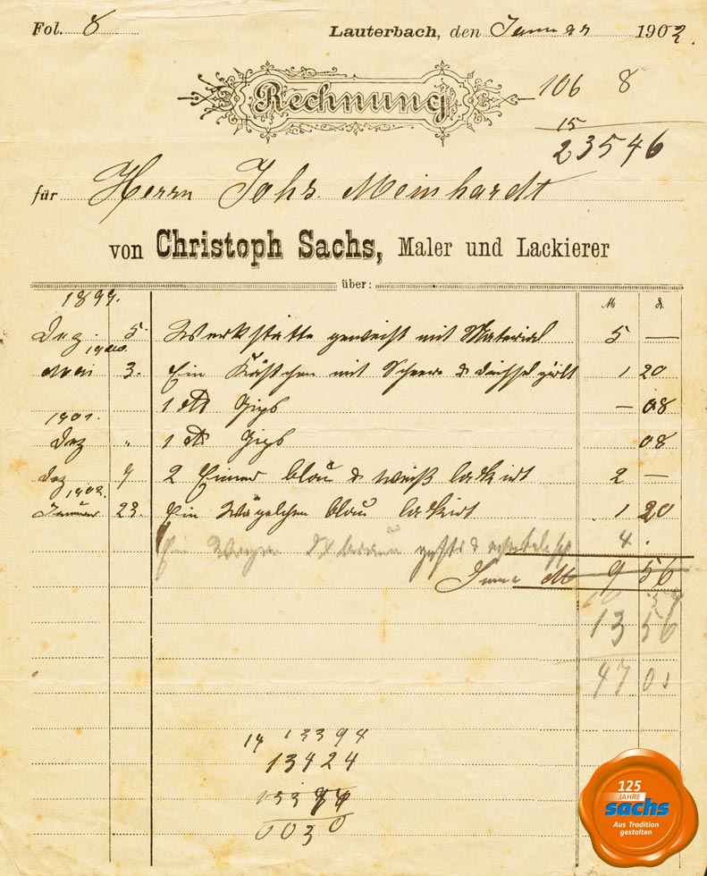 Historische Belege Rechnung 1902